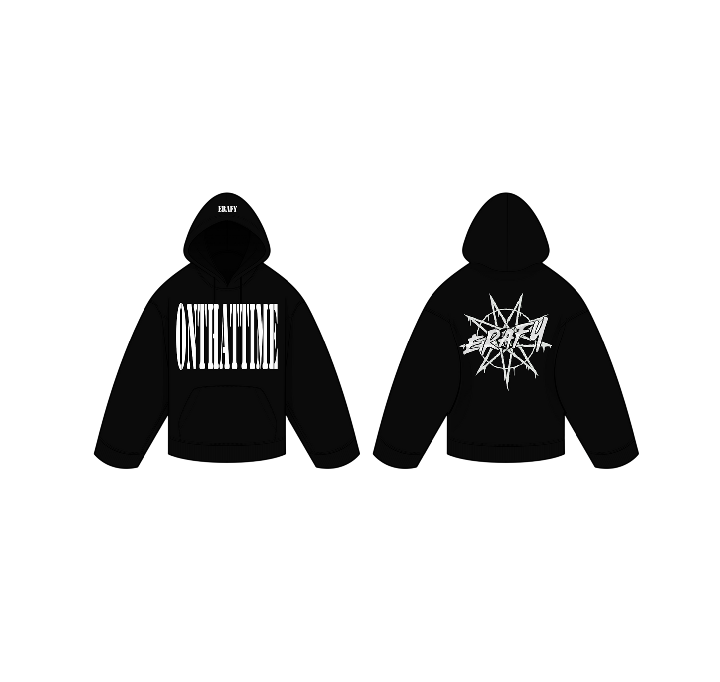 "ONTHATTIME"  ERAFY BLACK HOODIE